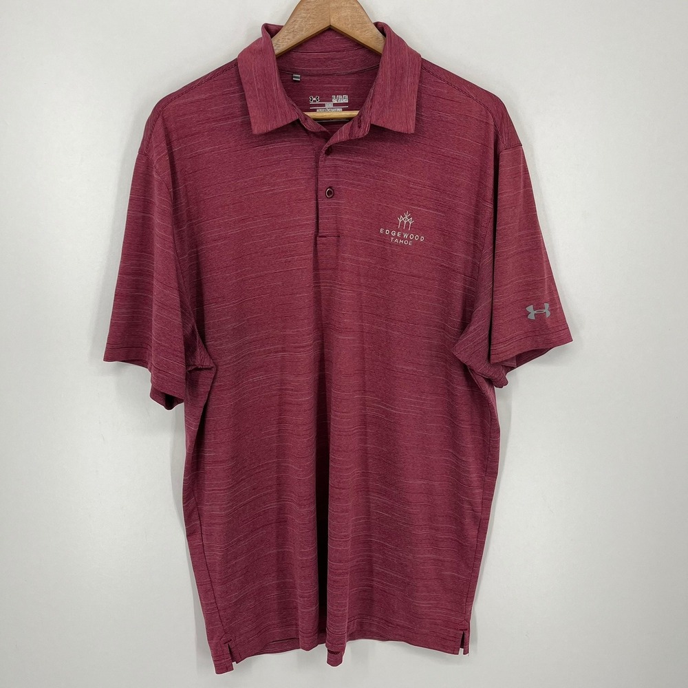 Under Armour Mens XL HeatGear Edgewood Tahoe Golf Polo Shirt Maroon Space Dye